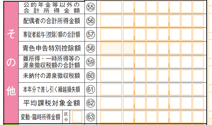 確定申告書：その他