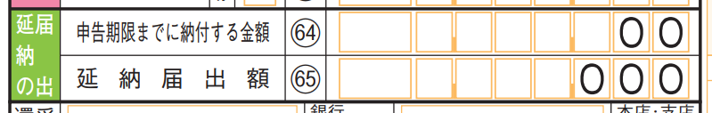 確定申告書：延納の届け出